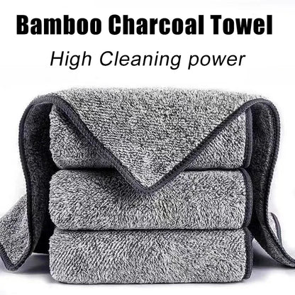 Bamboo Charcoal Super Absorbent Dishcloths – Thickened, Oil-Resistant Kitchen Cleaning Cloths (1–50 PCS)