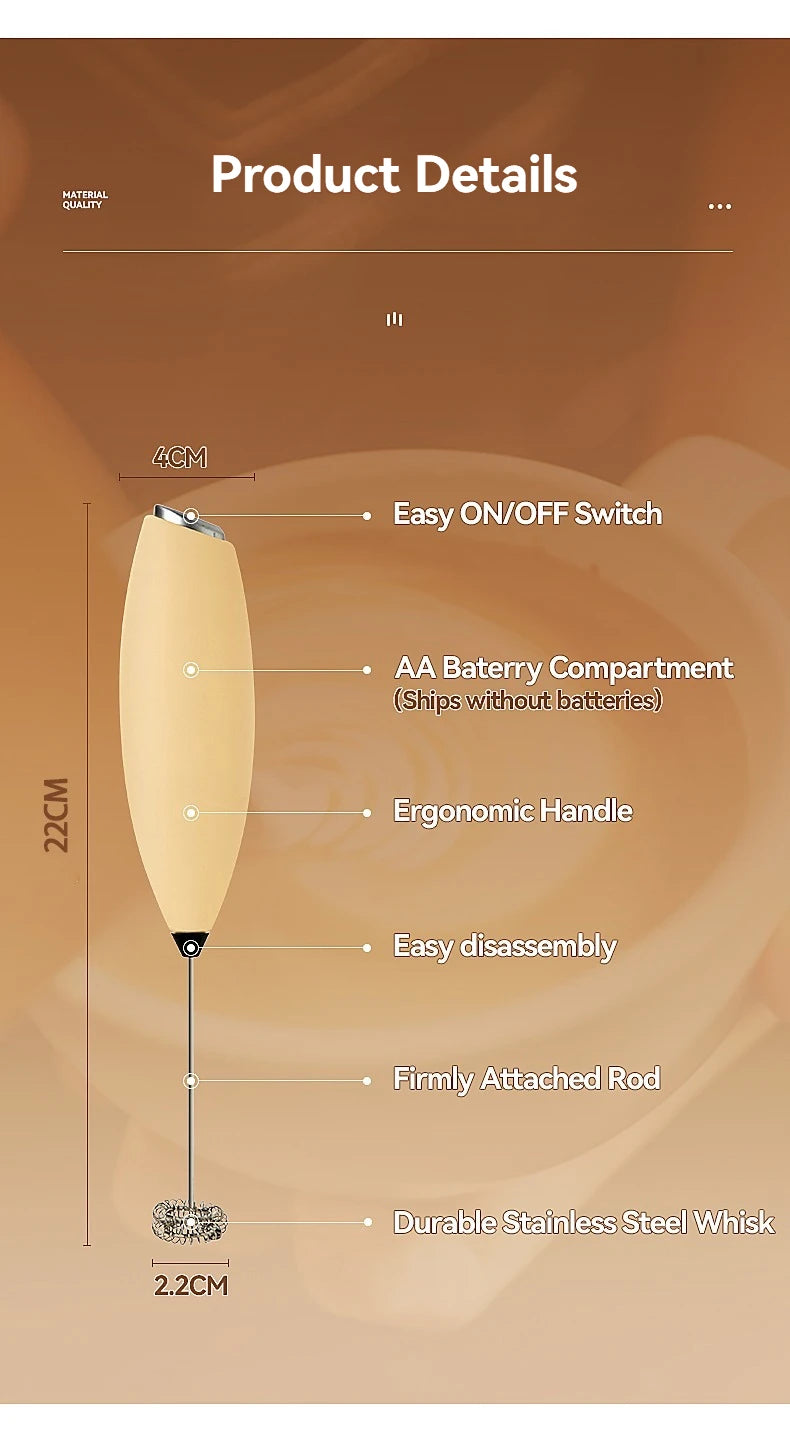 Electric Handheld Milk Frother & Mini Egg Beater – Wireless High-Speed Coffee & Drink Mixer