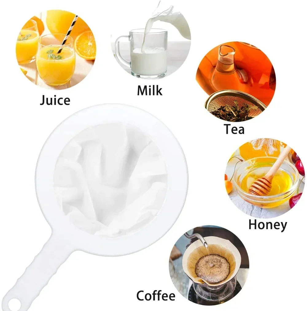 120/200/400 Mesh Ultra-Fine Nylon Kitchen Strainer – Plastic Sieve Filter Spoon for Soy Milk, Coffee, Yogurt & Juice