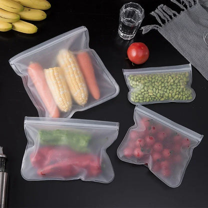 Reusable PEVA Ziplock Storage Bags – BPA-Free, Leak-Proof Freezer & Lunch Bags (1/5/10 Pcs)