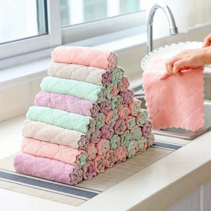 10-Piece Microfiber Dish Cloth Set – Double-Sided, Ultra-Absorbent, Multi-Purpose Cleaning Towels