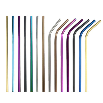 Premium 304 Stainless Steel Reusable Metal Drinking Straws – Straight & Bent Straws with Cleaning Brush | Eco-Friendly Bar & Kitchen Accessory