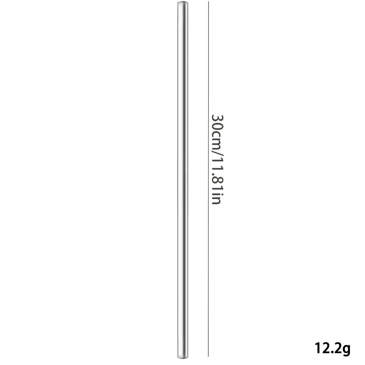 30cm Reusable Stainless Steel Drinking Straw – Extra Long Silver Straw for Smoothies, Cocktails & Tall Glasses