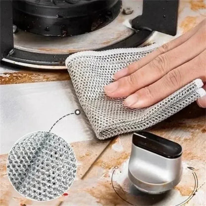 Magic Double-Sided Metal Wire Cleaning Cloths – Thickened Heavy-Duty Scrubber Rags for Pots, Pans & Kitchen Cleaning (1–20 PCS)