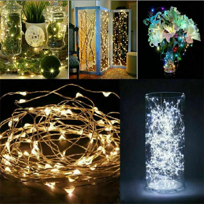 Peach Forest Fairy Light LED Copper Wire String – Battery Powered 1–10M Decorative Light for Bedroom, Garden, Party & Wedding