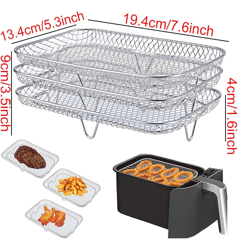 Air Fryer Baking Rack Metal Square/Round/Rectangle Oven Grill Racks Airfryer Accessories for Cosori,Instant Vortex,Gourmia,Foodi