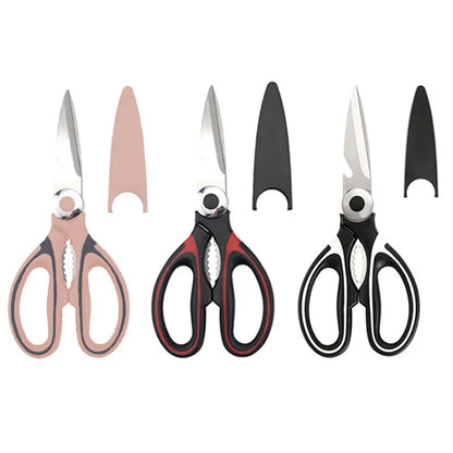 Stainless Steel Multifunctional Kitchen Scissors – Heavy-Duty Chicken Bone Shears with Bottle Opener, Nutcracker & Protective Cover