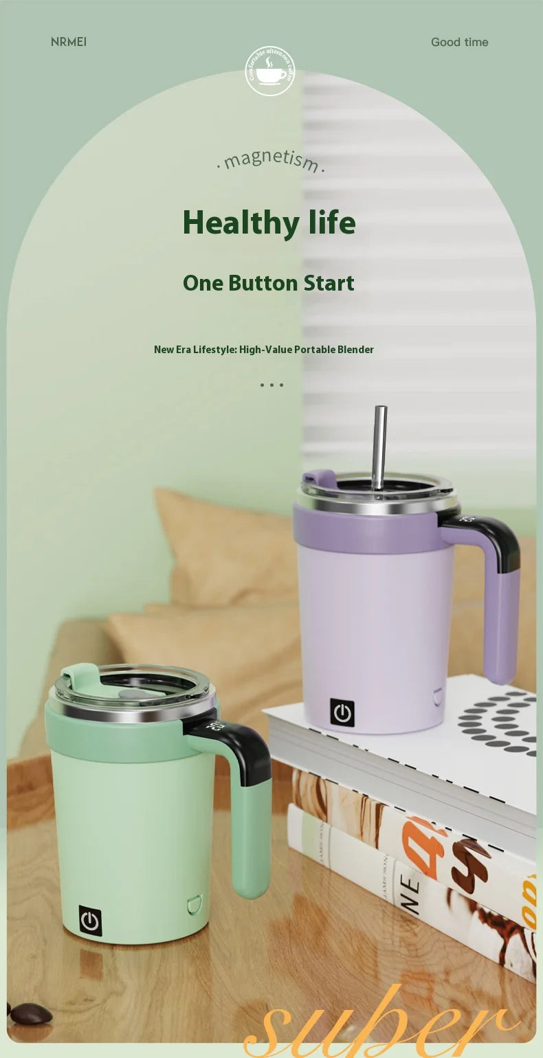 Smart Automatic Magnetic Stirring Cup – Temperature Display, USB Rechargeable, 380ml Portable Self-Mixing Mug