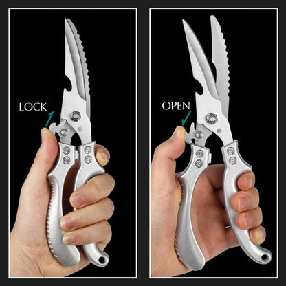 Professional Chicken Bone Scissors – Upgraded Heavy-Duty Poultry Shears for Chicken, Turkey, Fish, Meat & Vegetables (Stainless Steel)