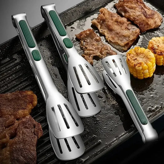Non-Slip Stainless Steel Food Tongs – Meat, Salad & Grill Clip for Home, BBQ & Buffet