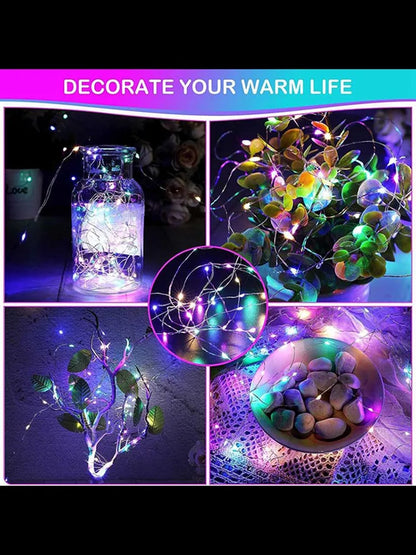 Peach Forest Fairy Light LED Copper Wire String – Battery Powered 1–10M Decorative Light for Bedroom, Garden, Party & Wedding