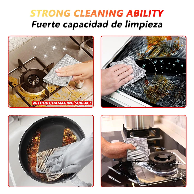 Magic Cleaning Cloth – Multipurpose Wire Mesh Miracle Scrubber for Tough Stains & Daily Dishwashing