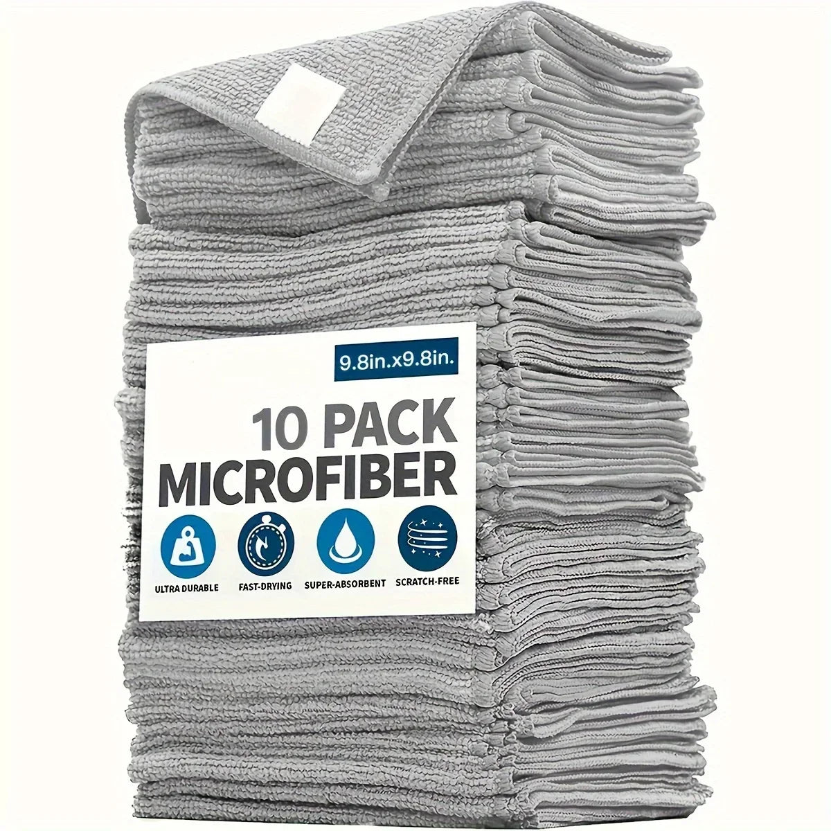 Ultra-Fine Microfiber Kitchen Towel Set – 5/10/20 Pack, Light Gray, Super Absorbent & Stain-Removing Cleaning Cloths
