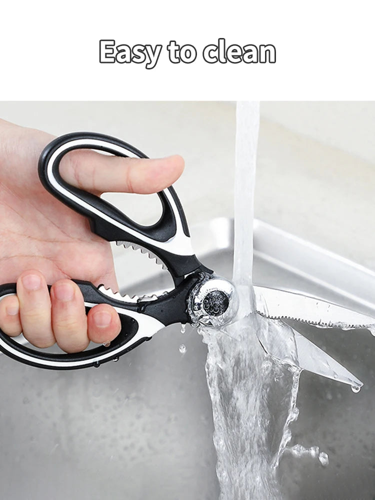 Multi-Functional Stainless Steel Kitchen Scissors – Heavy-Duty Poultry, Fish Bone & Food Prep Shears with Non-Slip Handle + Protective Cover