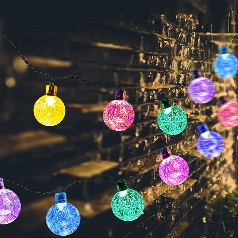 LED Solar Light String Outdoor Waterproof Christmas Decoration 200led Crystal Ball Camping Fairy Garland Garden Party Lamp