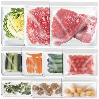 Reusable PEVA Ziplock Storage Bags – BPA-Free, Leak-Proof Freezer & Lunch Bags (1/5/10 Pcs)