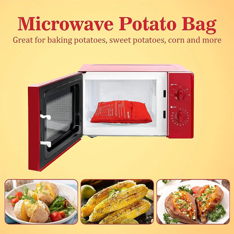 Microwave Potato Cooker Bag – Reusable 4-Minute Baked Potato Pouch (Red)