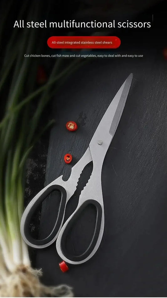 Stainless Steel Multifunction Kitchen Scissors – Heavy-Duty Bone Shears for Chicken, Fish, Vegetables & Household Use