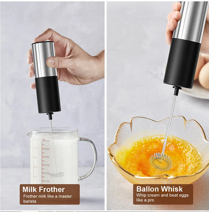 Electric Milk Frother Foam Maker – Portable Battery-Powered Coffee Mixer & Drink Whisk