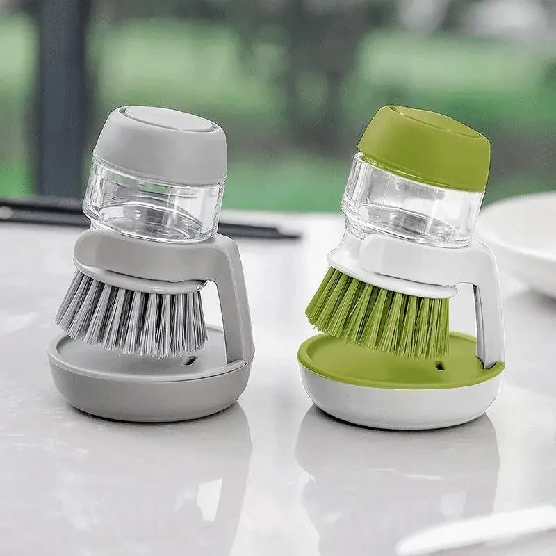 Dish Brush with Soap Dispenser – Multi-Use Soap Dispensing Palm Scrub Brush for Kitchen & Household