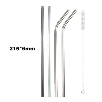 Premium 304 Stainless Steel Reusable Metal Drinking Straws – Straight & Bent Straws with Cleaning Brush | Eco-Friendly Bar & Kitchen Accessory