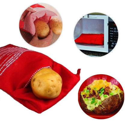 Microwave Potato Cooker Bag – Reusable 4-Minute Baked Potato Pouch (Red)