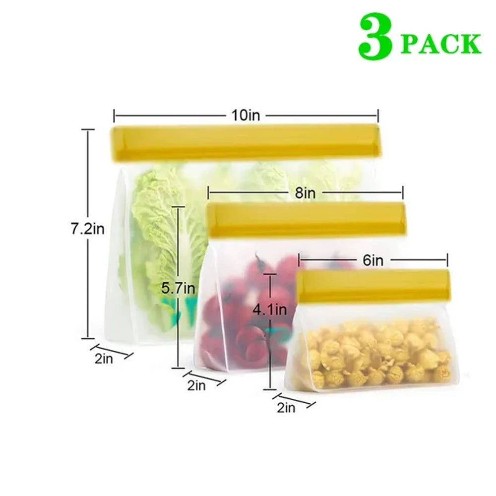 Reusable Silicone & PEVA Stand-Up Food Storage Bag – Leakproof, Freezer-Safe, Eco-Friendly Ziplock Fresh Bag