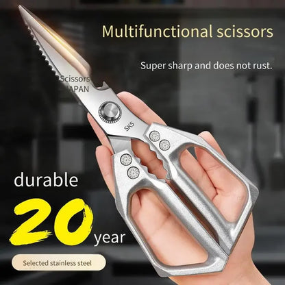 Stainless Steel Heavy-Duty Kitchen Scissors – Multi-Functional Bone Cutter for Chicken, Fish, Meat, Fruits & Vegetables