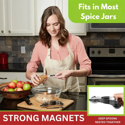 Stainless Steel Magnetic Measuring Spoons Set Heavy Duty Metal Kitchen Gadgets for Baking & Cooking, Fits in Most Kitchen Spice