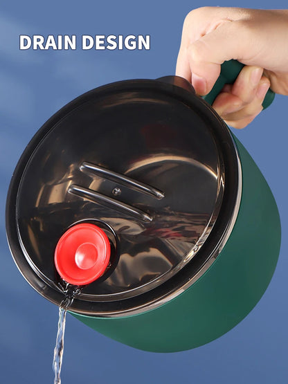 Stainless Steel Instant Noodle Bowl with Lid – 1000ml Portable Heat-Insulated Noodle & Soup Container with Side Handle