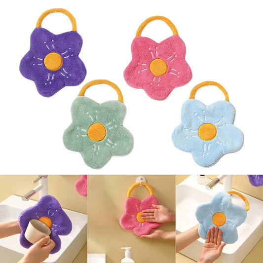 Soft Hanging Hand Towel – Reusable Fast-Drying Fleece Dishcloth for Kitchen & Bathroom