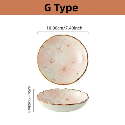 Hand-Painted Japanese Style Ceramic Noodle Bowl with Handle – Oven & Microwave Safe Bone China Tableware