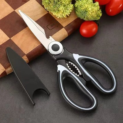 Multi-Functional Stainless Steel Kitchen Scissors – Heavy-Duty Poultry, Fish Bone & Food Prep Shears with Non-Slip Handle + Protective Cover