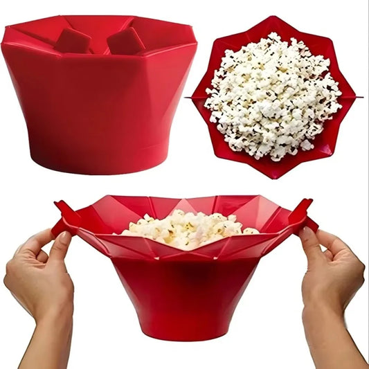 High-Quality Foldable Silicone Popcorn Bowl – Large Capacity Microwave Popcorn Maker
