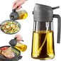 16oz/470ML Glass Oil Dispenser with Automatic Flip Lid — 2-in-1 Kitchen Bottle & Cooking Sprayer