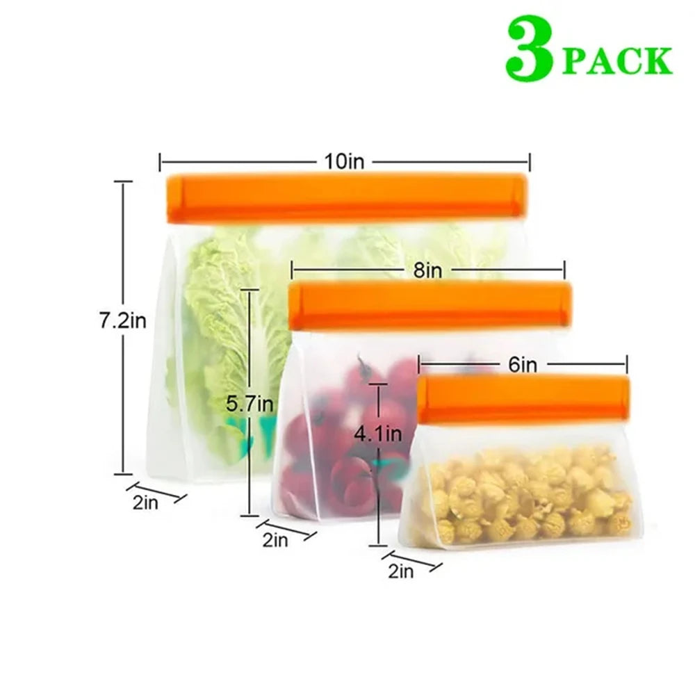 Reusable Silicone & PEVA Stand-Up Food Storage Bag – Leakproof, Freezer-Safe, Eco-Friendly Ziplock Fresh Bag