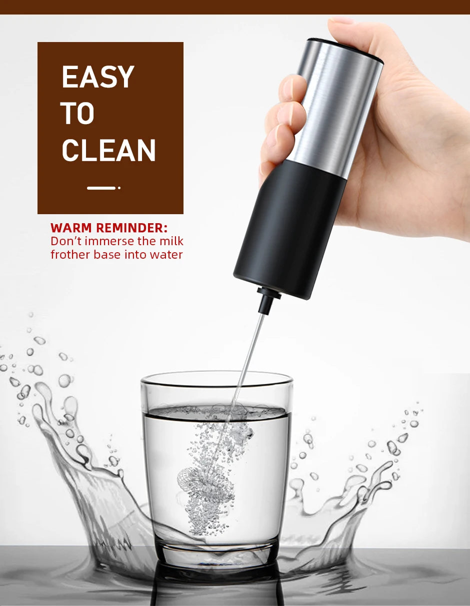 Electric Milk Frother Foam Maker – Portable Battery-Powered Coffee Mixer & Drink Whisk