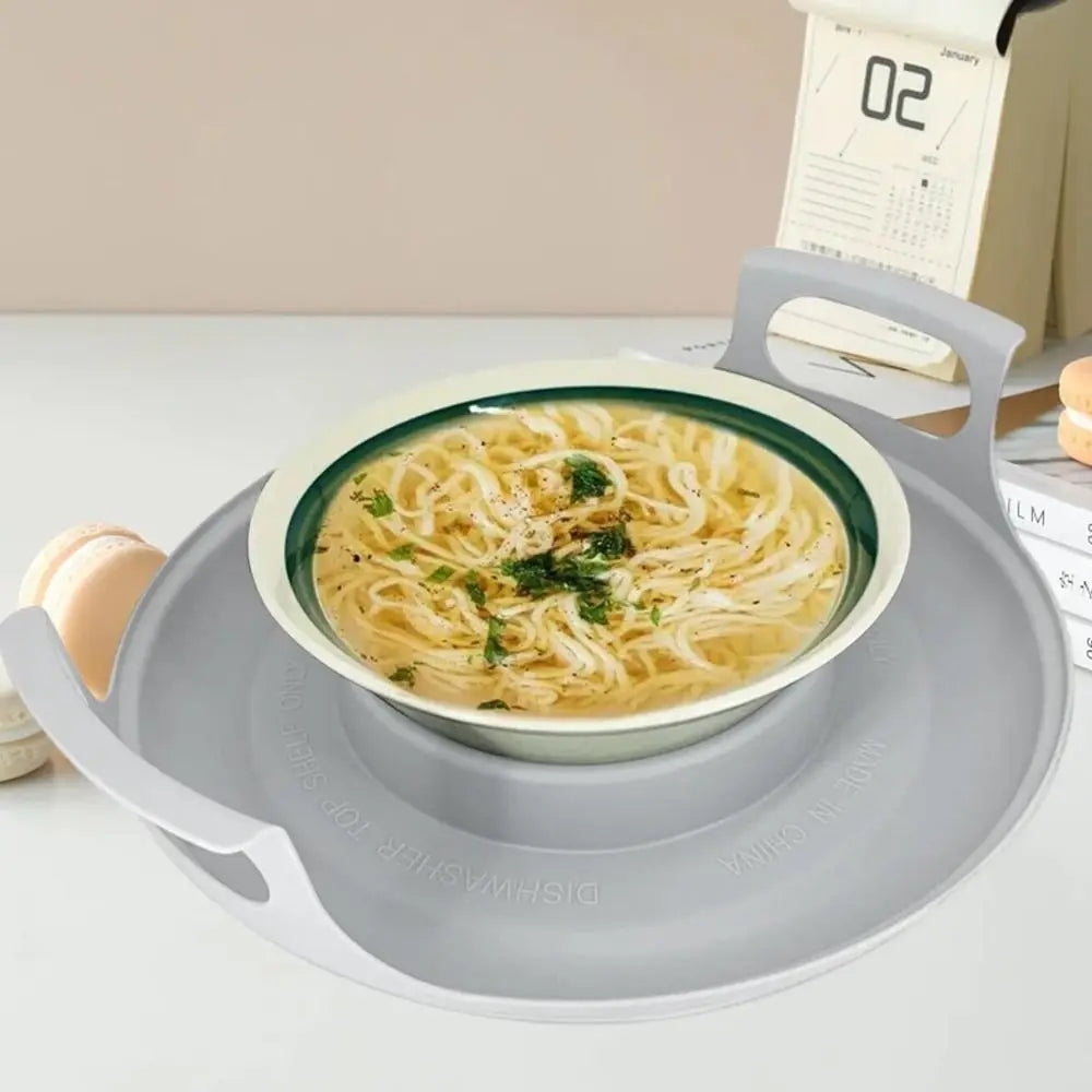 Heat-Resistant Microwave Plate & Bowl Holder – Food-Grade PP Tray with Handle for Carrying Hot Dishes