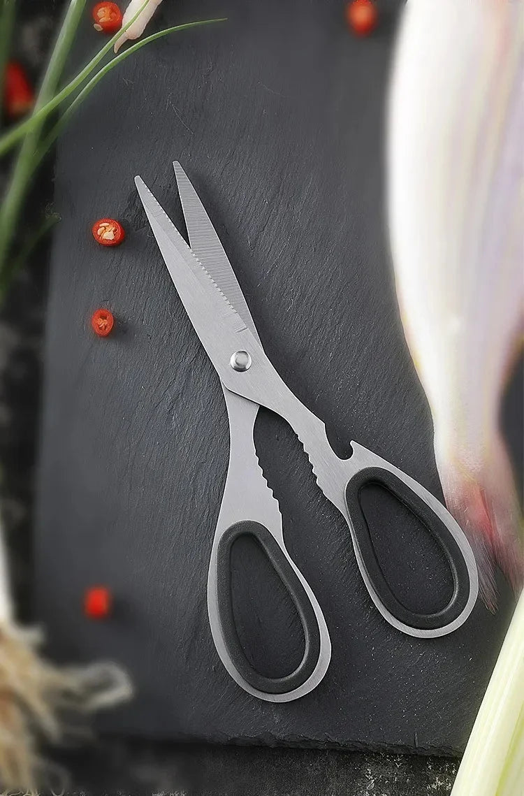 Stainless Steel Multifunction Kitchen Scissors – Heavy-Duty Bone Shears for Chicken, Fish, Vegetables & Household Use