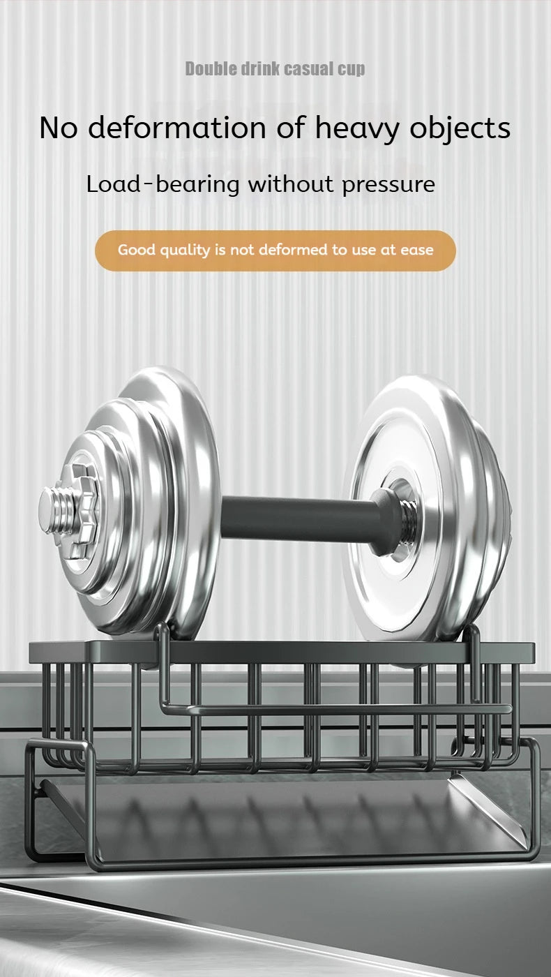 Stainless Steel Sink Drain Rack – Sponge Holder, Soap Tray & Faucet Organizer Shelf for Kitchen Storage