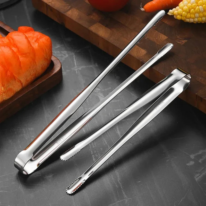 Stainless Steel Grill Tongs – Non-Slip Food Clip for BBQ, Cooking & Serving