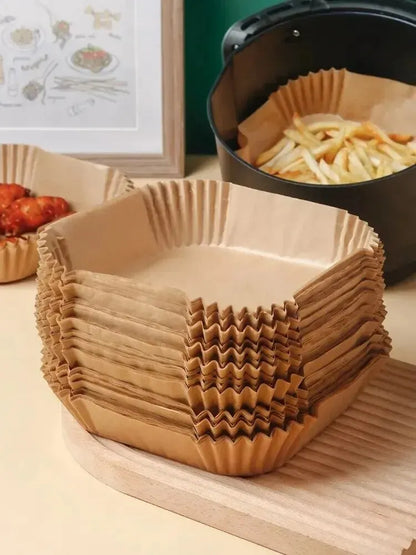 50PCS Round Disposable Air Fryer Paper Liners – Non-Stick, Oil-Proof, Heat-Resistant