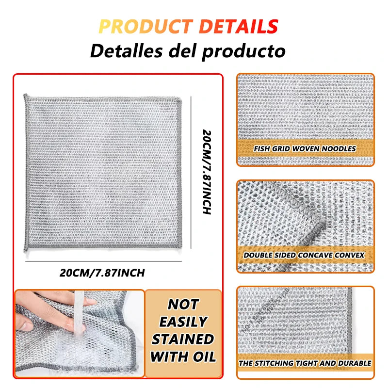 Magic Cleaning Cloth – Multipurpose Wire Mesh Miracle Scrubber for Tough Stains & Daily Dishwashing
