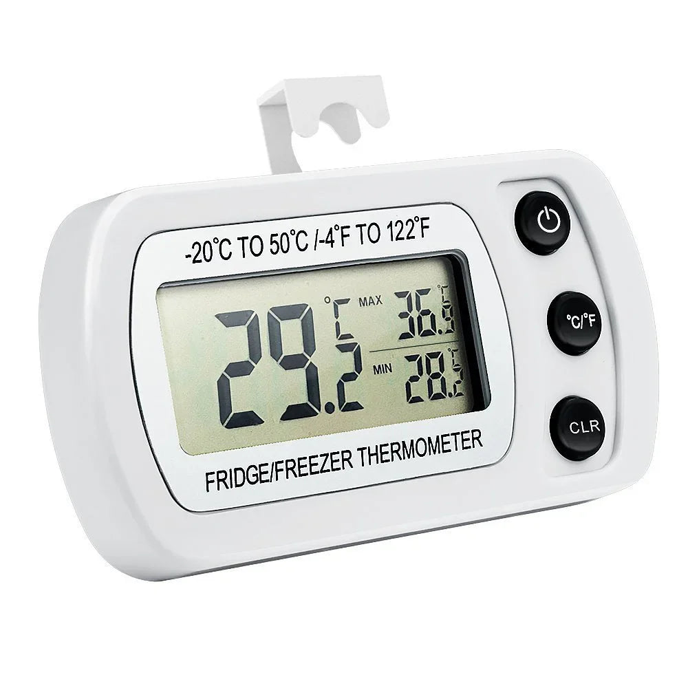 LCD Display Magnetic Hanging Refrigerator & Freezer Thermometer – Digital Temperature Meter for Fridge, Freezer & Kitchen Use