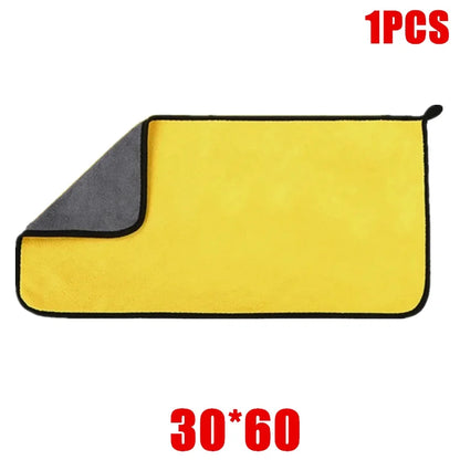 Thickened Double-Layer Microfiber Cleaning Towels – Ultra-Soft Car Wash & Home Cleaning Cloths (1/2/6 PCS)