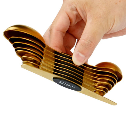 Magnetic Stainless Steel Gold Measuring Spoons Set – Dual-Sided, Stackable, 8-Piece Precision Spoon Set for Cooking & Baking