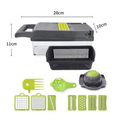 14/16-in-1 Multifunction Vegetable Cutter, Chopper &amp; Dicer – Complete Food Prep System with Storage Container