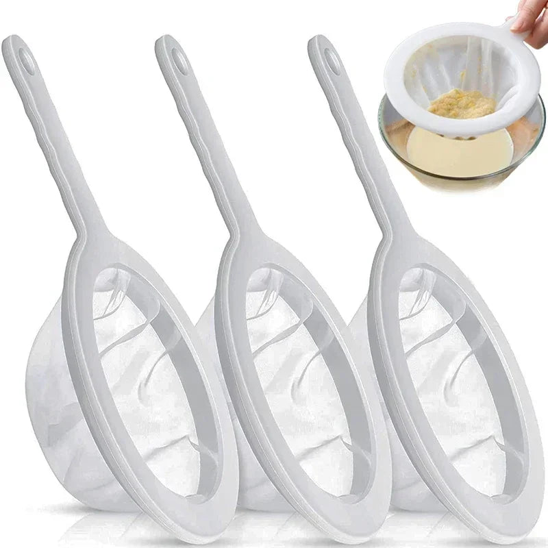 120/200/400 Mesh Ultra-Fine Nylon Kitchen Strainer – Plastic Sieve Filter Spoon for Soy Milk, Coffee, Yogurt & Juice