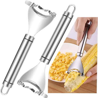 Stainless Steel Corn Peeler & Stripper – Quick Cob Cutter, Kernel Remover & Planer Tool for Easy Corn Prep