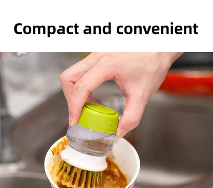 Dish Brush with Soap Dispenser – Multi-Use Soap Dispensing Palm Scrub Brush for Kitchen & Household